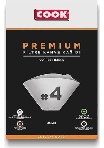 Cook Premium Filtre Kahve Kağıdı Ebat 4 80 Adet Filtre Kağıdı