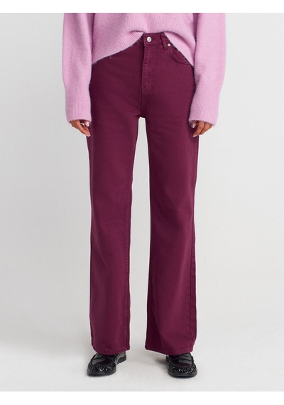 Dilvin 72050 Parçaboya Wideleg Denim Pantolon-mor Mor