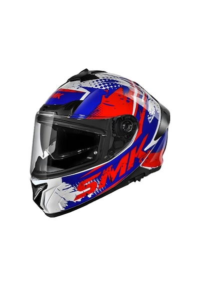 Smk Typhoon Grunge Kapalı Kask Kırmızı Mavi