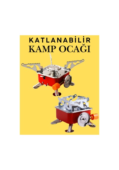 Portatif Kamp Ocağı - Tek Gözlü Manyetolu Piknik Ocağı - Kartuşlu Mini Ocak - Kırmızı Kırmızı
