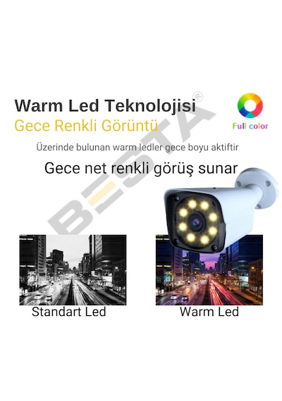 5mp Lens 1080p Warm Led 4 Kamera 500gb Hdd Güvenlik Kamerası Seti