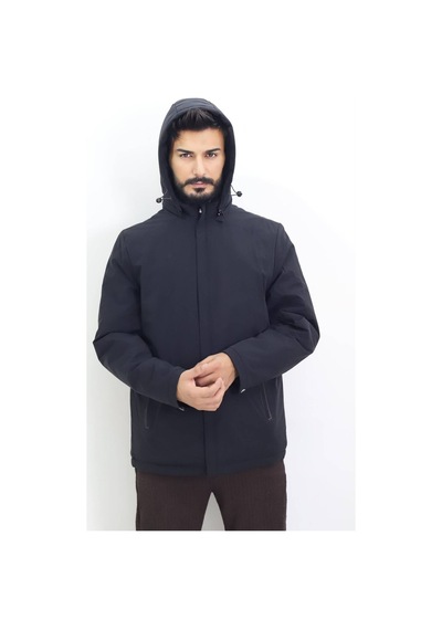 Hk Premium Mont Kapüşonlu Su İtici Rüzgar Geçirmez Parka Erkek Kışlık Siyah
