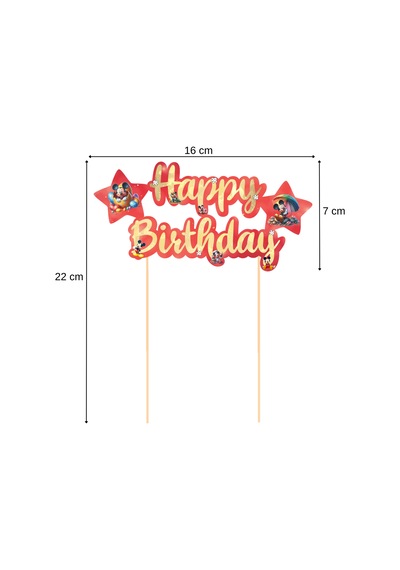 Mickey Mouse Temalı Happy Birthday Kaligrafi Pasta Üstü Süs Tüm Yaşlar