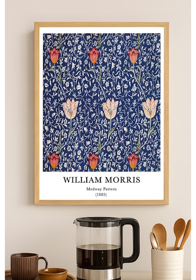 William Morris Doğal Ahşap Çerçeveli Poster, Dekoratif Sanatsal Duvar Tablosu