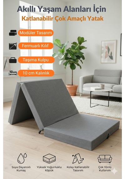 Katlanır Micro Cotton Sünger Yer Yatağı Ve Minderi 10 Cm 18 Dns Orta Sertlik Sünger