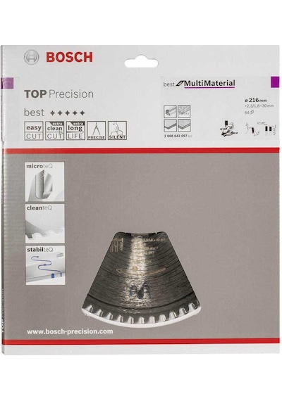 Bosch Best Serisi Hassas Kesim Çoklu Malzeme için Daire Testere Bıçağı 216*30 mm 64 Diş 2608642097
