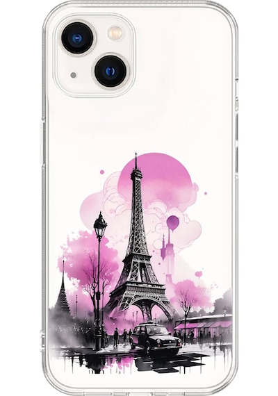 Apple Uyumlu iPhone 13 Şeffaf Kılıf Paris 1 Tasarımlı