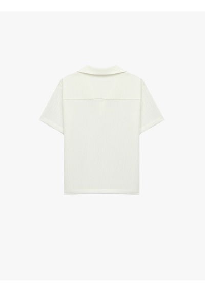 Koton Basic Kısa Kollu Oversize Polo Yaka Gömlek Beyaz 6skb60164tw