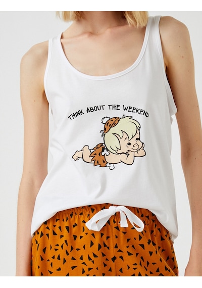Koton Baskılı Pijama Takımı Pamuklu Kahverengi Desenli 1ylk79418mk