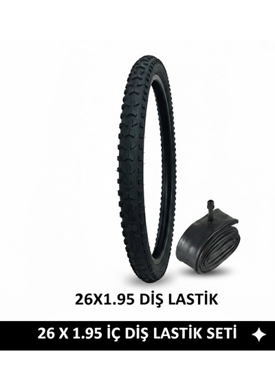 26 Jant Bisiklet İç Dış Lastik Seti - 26x1.95 Dış Lastik + İç Lastik Oto Kalın Sibop