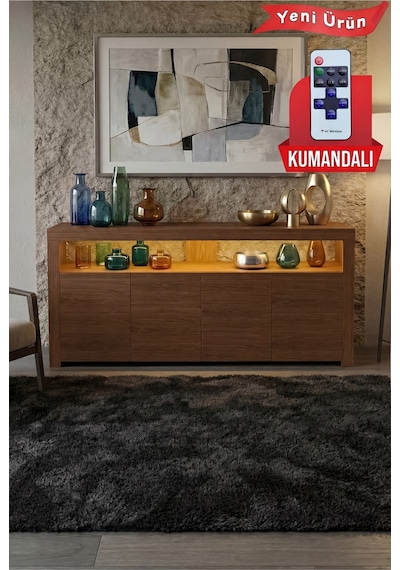 Sur Ledli Tv Ünitesi 164 Cm Beyaz Ceviz