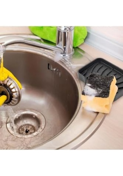 Silikon Mutfak, Banyo Su Giderli Vantuzlu Esnek Sabunluk Turkuaz Renk Siyah