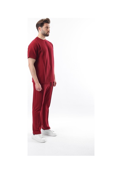 Madmext Bordo Önü Pileli Overfit Erkek Takım E7304 Bordo