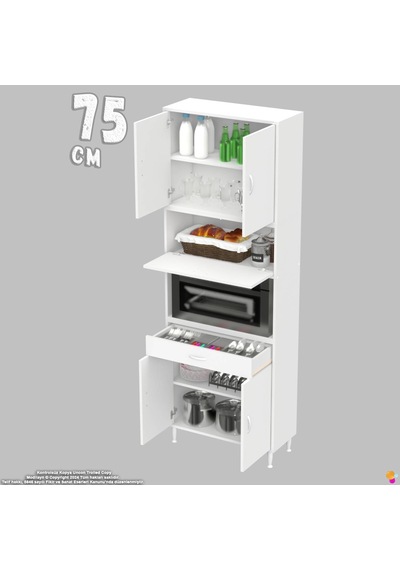 Modilayn Ece Fırın Bölmeli Çok Amaçlı Dolap Kapaklı Çekmeceli - Mutfak Ve Kahve Düzeni 75 Cm Beyaz Modilayn Ece Fırın Bölmeli Çok Amaçlı Dolap Kapaklı Çekmeceli - Mutfak Ve Kahve Düzeni 75 Cm Beyaz