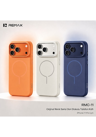 Remax  Apple iPhone 17 Pro Magsafe Uyumlu Metal Tuşlu Premium Kılıf Rmc-11 Mavi