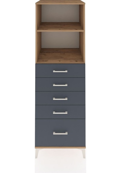 Kronos Dolap 2 Raflı 5 Çekmeceli 60x59x182 Çam-antrasit Atlas Çam