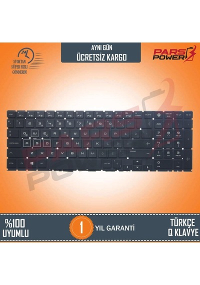 HP Uyumlu Omen 15-Dc1003Nt (5Au91Ea) Klavye Işıklı (Siyah Tr) Ver.1 - Rgb Modeli