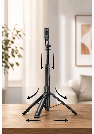 Tripod Çok Amaçlı Mıknatıslı Kumandalı 1.75 Cm Selfie Çubuğu Tt02 Siyah