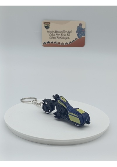 Bagger Motosiklet Metal Anahtarlık Lacivert - Diecast Cruiser Motor Figürü