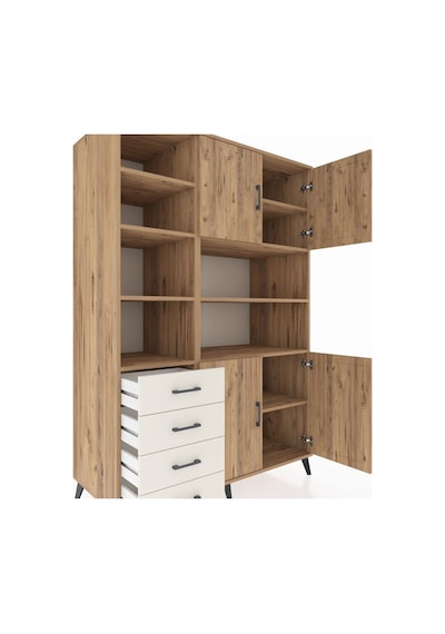 Kronos Dolap 9 Raflı 4 Çekmeceli 4 Kapaklı 132x59x195 Çam-çam... Çam