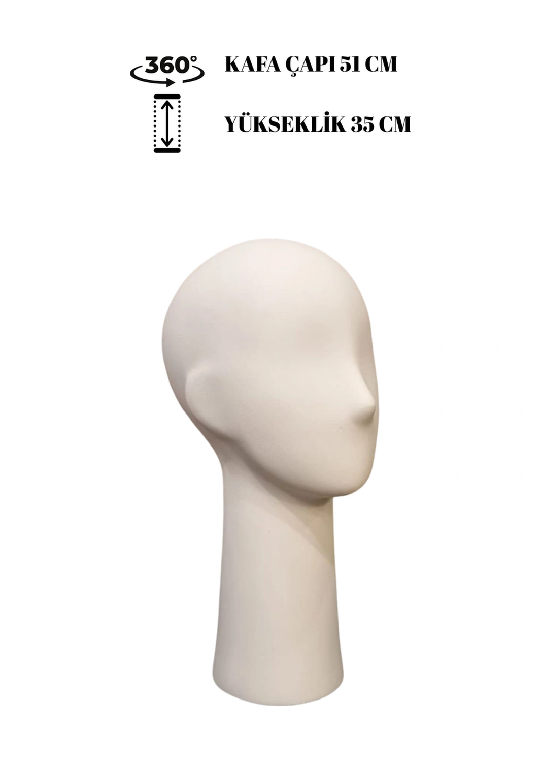 Polyester Kafa Mankeni Beyaz Şapka Peruk Aksesuar Sergileme Mağaza Vitrin Mankeni