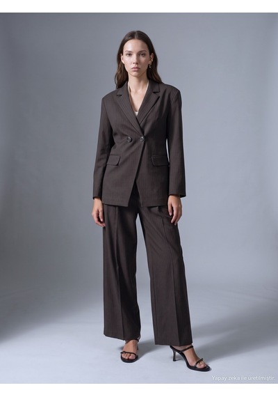 Dilvin 60817 Yan Düğmeli Blazer-kahve