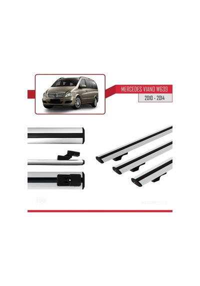 Mercedes Viano 2010-2014 Arası İle Uyumlu Basic Model Ara Atkı Tavan Barı Gri 3 Adet