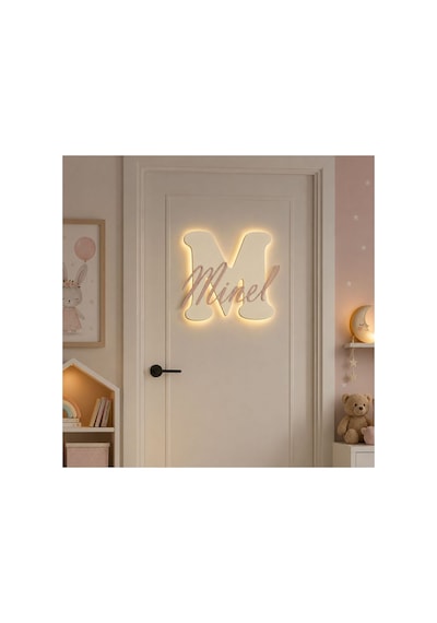 Arliadesign Kişiye Özel Led Işıklı Harf Ve İsimlik 40x40 Cm Bebek Çocuk Odası Duvar Ve Kapı Dekoru