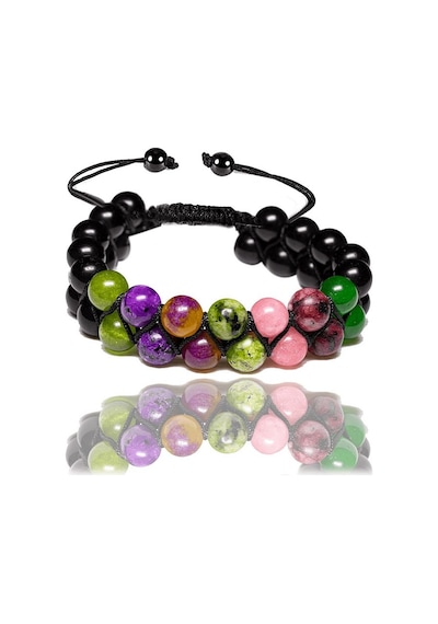 Sertifikalı Yengeç Burcu Doğal Taş Bileklik - Makrome Çok Renkli