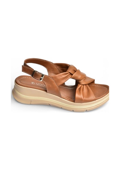Fox Shoes Y555210603 Taba Hakiki Deri Kadın Sandalet Taba