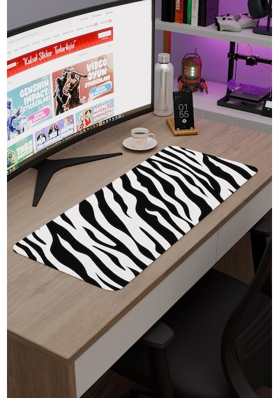 Zebra Kaymaz Dikişli Kauçuk Oyuncu Mousepad V5 - 70x30 Xl Gaming Mouse Pad Fare Altlığı