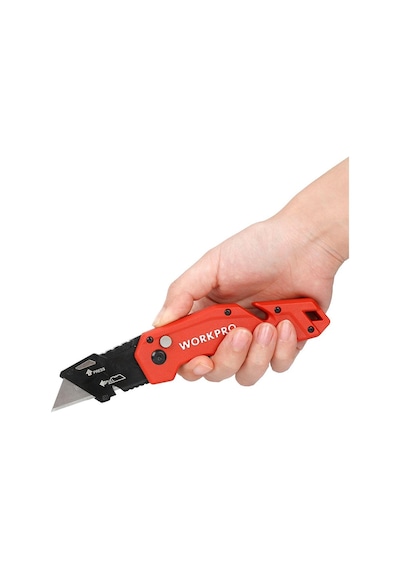 Workpro Wp211018 Profesyonel Katlanır Çok Amaçlı Rötuş Maket Bıçağı + 10 Adet Yedek Bıçak
