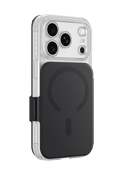 İphone 18 Pro Max Kılıf M-safe Özellikli Amazingthing Titan Lens Flip Serisi Kartlıklı Kapak Siyah