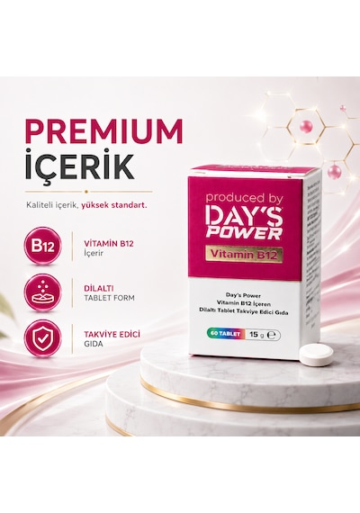 Day S Power Vitamin B12 Dilaltı Tablet 60 Tablet Takviye Edici Gıda