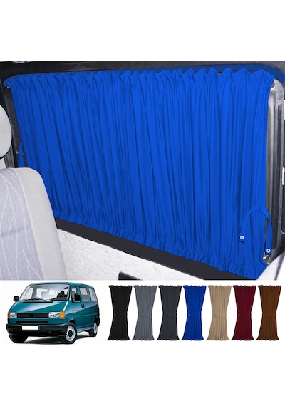 Pandami Volkswagen T4 - Transporter / Caravelle Kısa Şase 1990 2003 Uyumlu Mavi Raylı Oto Perde Takımı
