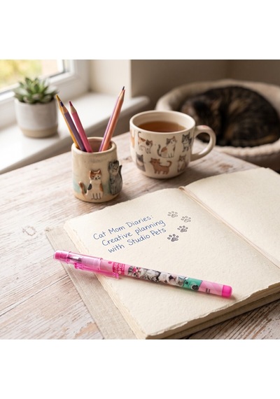 Bakgelal Studio Pets Yumurtlayan Kurşun Kalem Sevimli Kedi Desenli Çocuk Okul Kırtasiye Kalemi - 9027383478067 124-Pembe