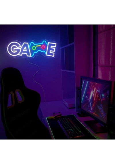 Game Yazılı Ve Şekilli Neon Tabela Çok Renkli