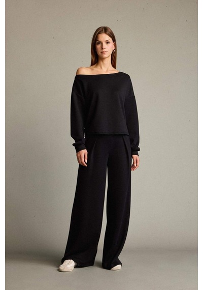 Defacto Kayık Yaka Modal Sweatshirt G2914ax25aubk81 Siyah