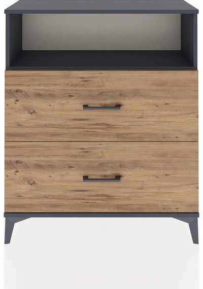 Arges Şifonyer Tek Raflı 2 Çekmeceli 88x30x106 Antrasit-çam Antrasit