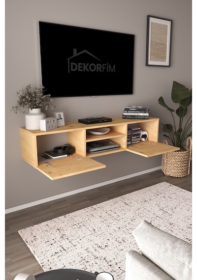 Df17102 Led Işıklı Duvara Monte Tv Ünitesi, 2 Kapaklı Dolaplı, Raflı 150 Cm Tv Alt Ünitesi Safir Meşe Df17102 Led Işıklı Duvara Monte Tv Ünitesi, 2 Kapaklı Dolaplı, Raflı 150 Cm Tv Alt Ünitesi Safir Meşe