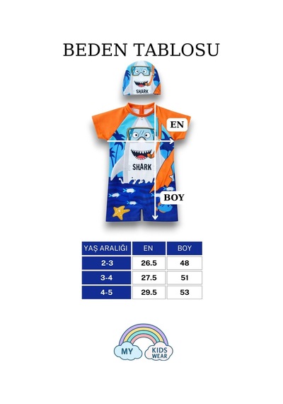 My Kids Wear Erkek Çocuk Deniz Temalı Şortlu Mayo Boneli 2 Li Set 12606 Turuncu