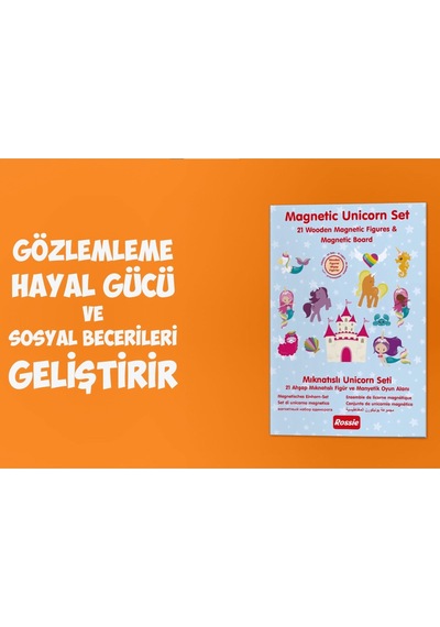 Calimera Toys Ahşap Mıknatıslı Seyahat Kitabı Unicorn Deniz Kızı Oyunu