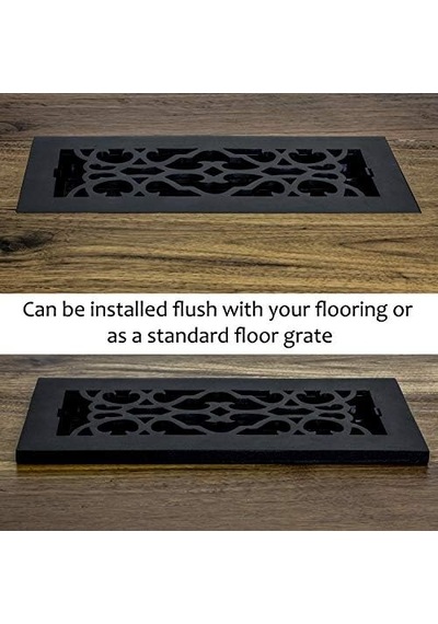 Decor Grates Ac408-blk Viktorya Dönemi Zemin Tescili, 4 X 8, Dökme Demir Siyah
