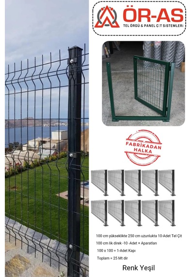 Panel Çit Takım 100 Cm Yükseklik 25 Mt Uzunluk 100 X 100 Kapı -
