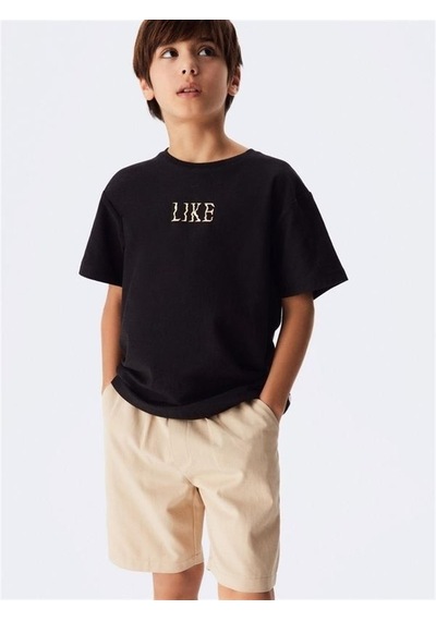 Nk Kids Çocuk Like Yazılı Pamuklu Tshirt-11901-siyah Siyah