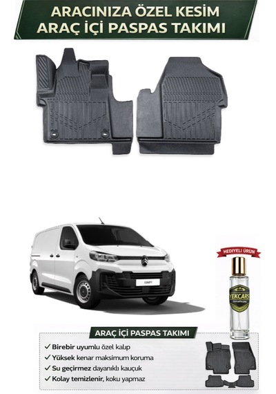 Citroen Jumpy Panelvan 2022 Model Aracınıza Özel Üretim Esnek Kauçuk Paspas Takımı