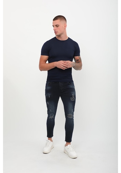 Erkek Skinny Fit Destroy Lacivert 001
