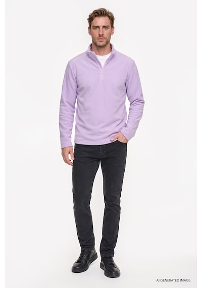 AC&Co / Altınyıldız Classics Anti-Pilling Tüylenme Yapmayan Bato Yaka Erkek Polar Sweatshirt Lila