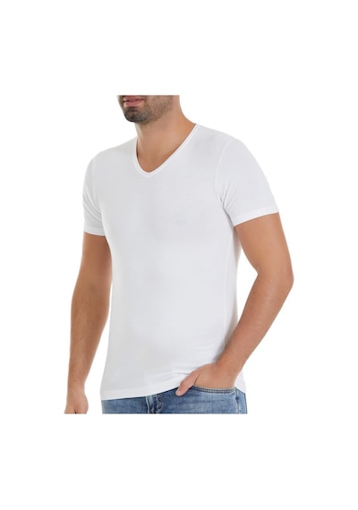 6 Adet Yıldız Erkek Bambu V Yaka T-shirt Fanila Beyaz 480 001