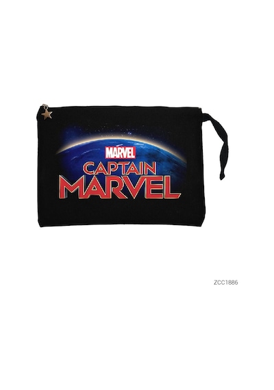 Zepplin Giyim Captain Marvel On World Siyah Clutch Astarlı Cüzdan / El Çantası